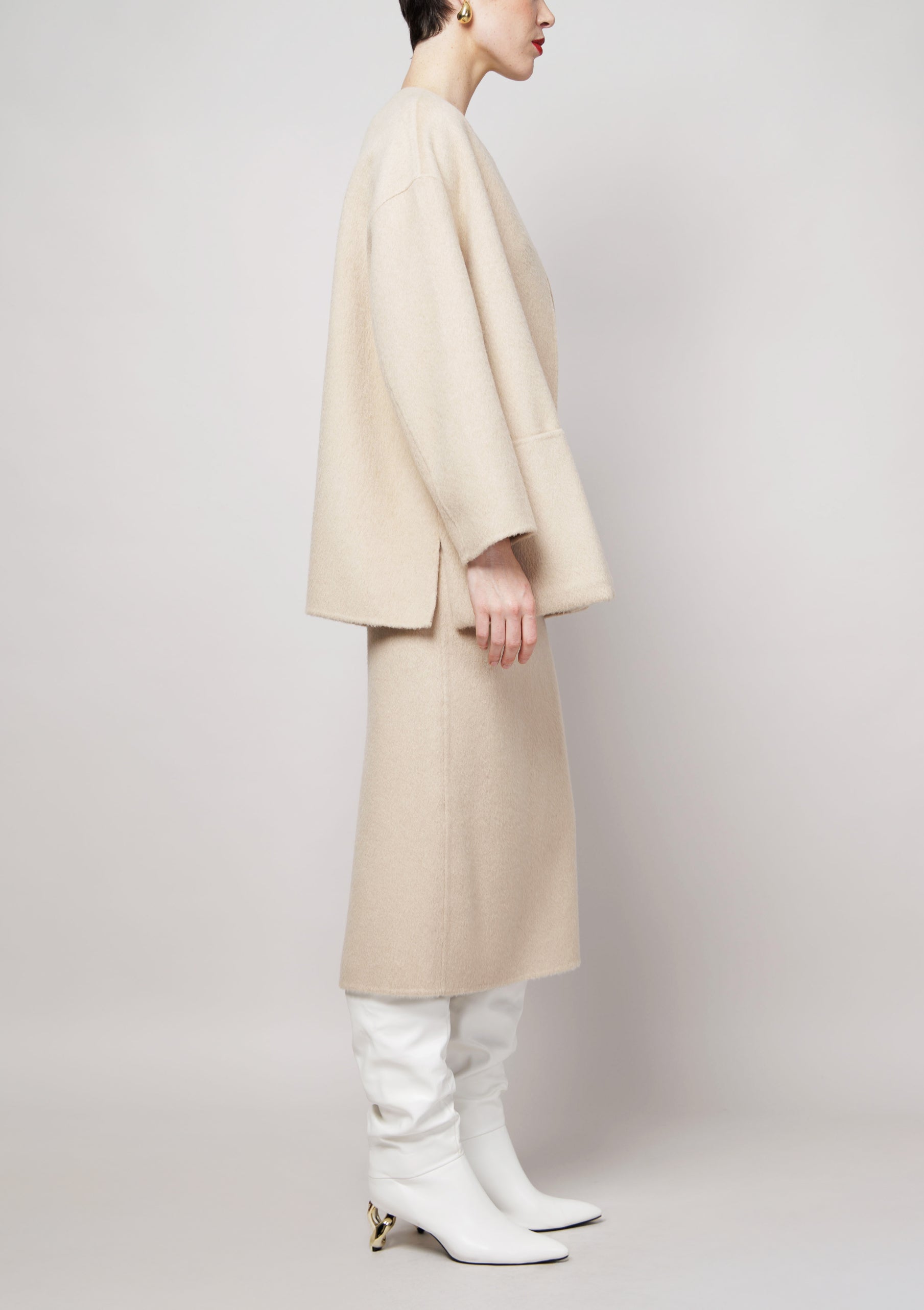 Statement Pocket Camel Coat in White image 3