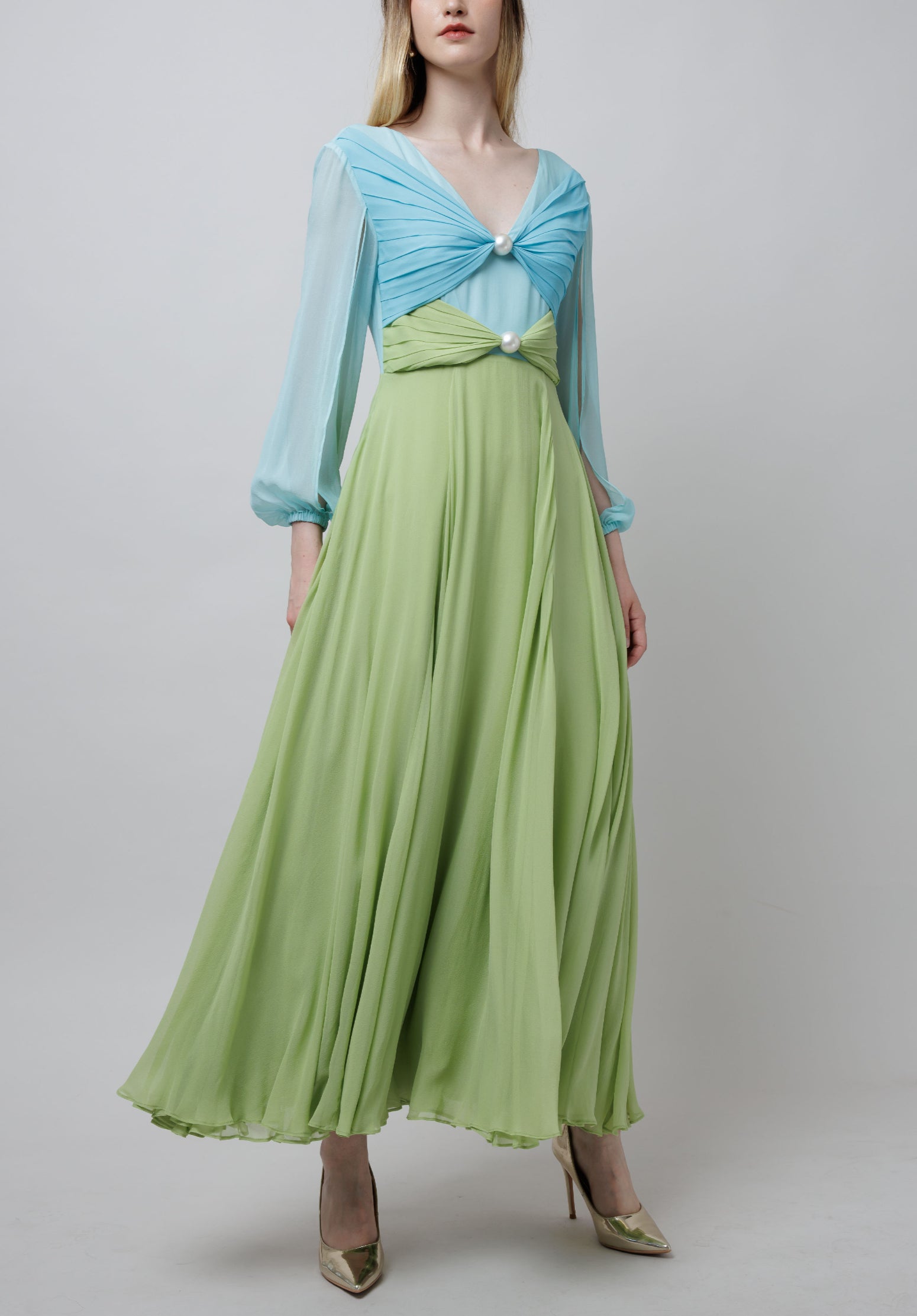 Pearl Clasped Silk Dress image 1
