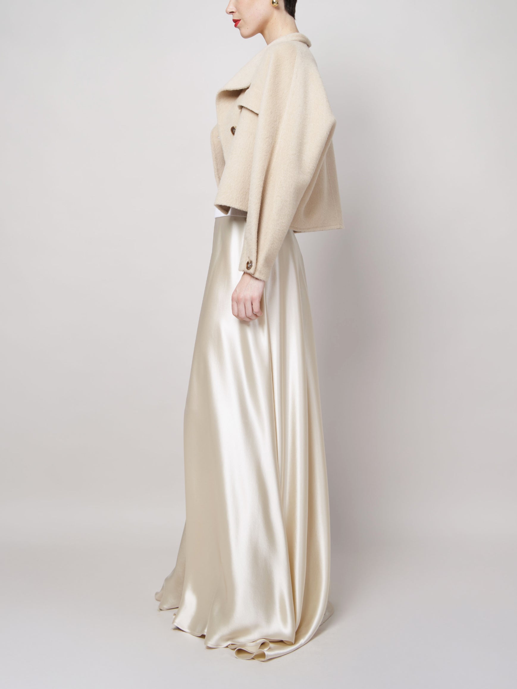 Bomber Camel Coat in White image 3