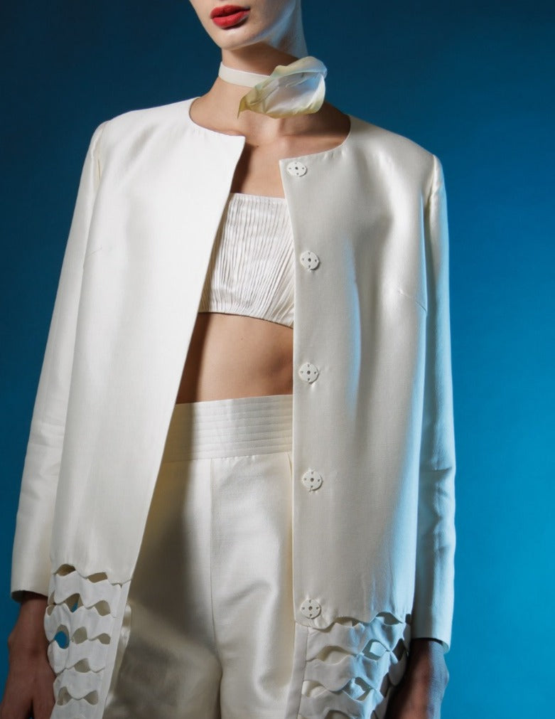 Silk-Wool Pleated Crop Top image 2